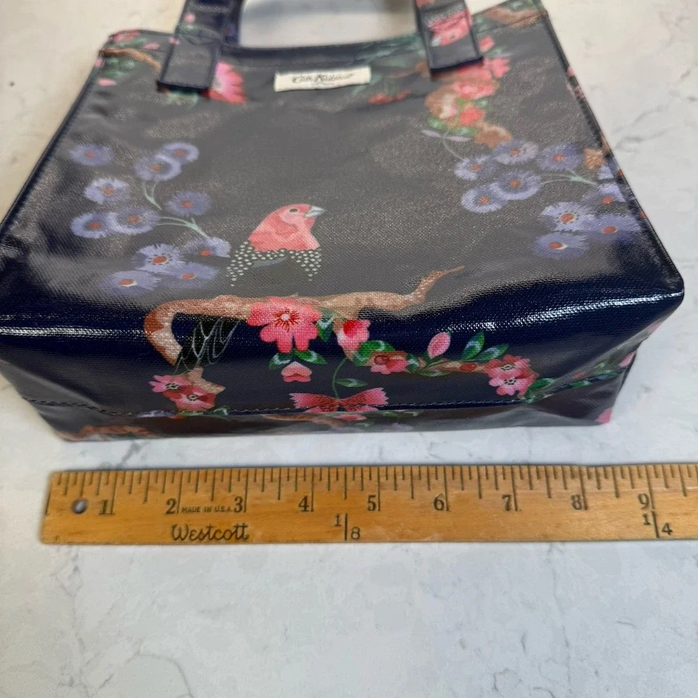 Cath Kidston Navy Blue Birds FloralSmall Book Bag Tote Coated Canvas London - Picture 9 of 10